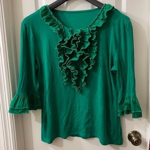 Jade Mackenzie green ruffled tee